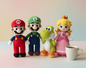 Super Mario Crochet Pattern Bundle | Mario, Luigi, Peach, Yoshi Amigurumi (PDF Download)