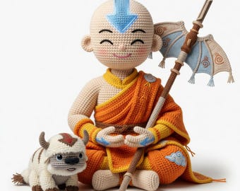 Jumbo Aang Crochet Pattern PDF | 30 Inch Airbender Plush Amigurumi (Digital Download)