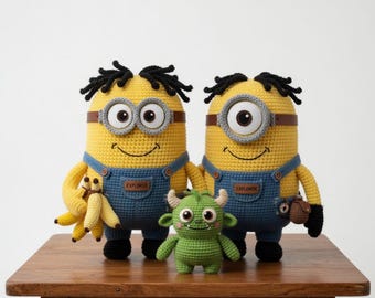Patrón de ganchillo de Minion Explorador / Juguete amigurumi de chenilla de 66 cm (Descarga en PDF)