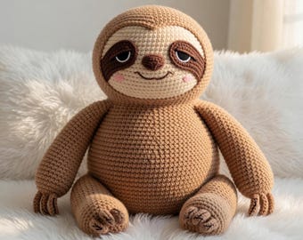 Giant Sloth Crochet Pattern, Jumbo Amigurumi Plush Toy, Hugging Sloth (PDF Download)