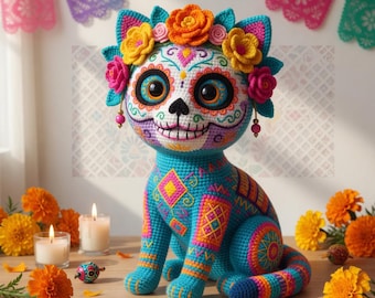 Dia de los Muertos Häkelanleitung – Sugar Skull Katze Hund Alebrije Amigurumi (PDF)
