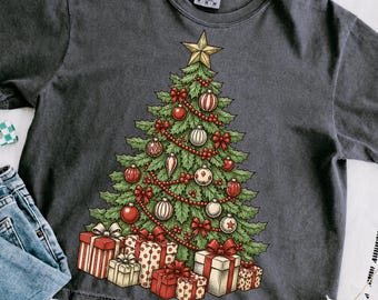 Choinka PNG, Vintage Christmas PNG, Retro Choinka PNG, Holiday PNG, Sublimacja świąteczna PNG, Projekt koszulki świątecznej