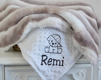 Chinchilla Crystal Embroidered Pet Blanket, New Puppy Gift, New Dog Blanket, Pink Pet Blanket