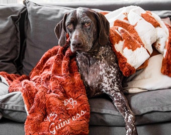 Personalized Penny Calf with You Choose Minky Dot Personalized Paw Print Blanket, Paw Print Dog Blanket, Puppy Blanket, Western Dog Blanket