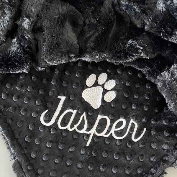 Personalized Black Glacier Print dog Blanket, Black Paw Print Dog Blanket, Paw Puppy Blanket, Personalized Dog Blanket