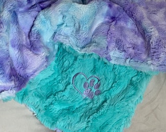 Personalized Pet Blanket, Mermaid Sorbet tie dye with You Choose Minky Back, Color Dog Blanket, Christmas gift for new puppy, Tie Dye Dog