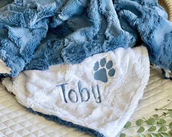 Personalized Denim Jeans Glacier dog kitty Blanket, Blue Dog Blanket, Paw Puppy Blanket, Personalized Dog Blanket, Personalized Cat