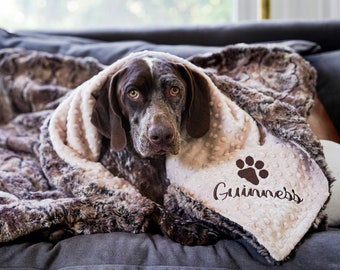 Personalized Wild Rabbit Walnut and You Choose Minky Back dog Blanket, Brown Beige Dog Blanket, Paw Puppy Blanket, Personalized Dog Blanket