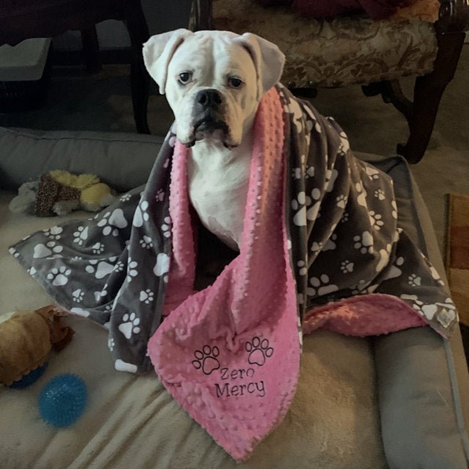 Personalized Paw Print Blanket Gray Paw Print Dog Blanket - Etsy