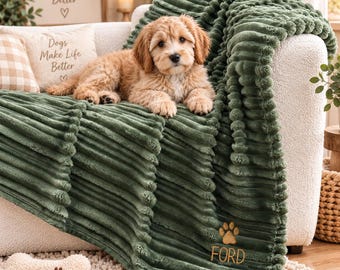 Personalized Dog Blanket, Custom Pet Blanket, Embroidered Puppy Blanket, Soft Plush Dog Throw, Cat Blanket, Pet Gift, Cozy Dog Bed Blanket