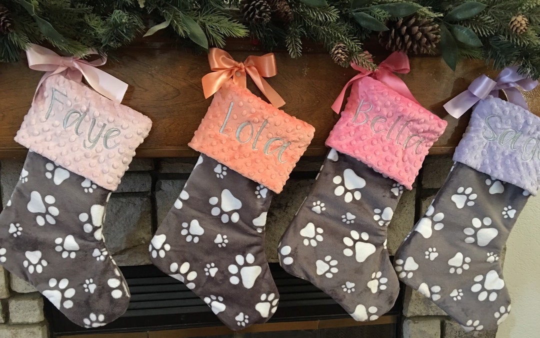 Paw Print Dog Stocking, Dog Christmas Stocking, Paw Print Christmas ...