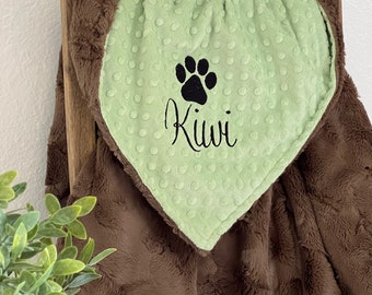 Truffle Hide Personalized Paw Print Blanket, Paw Print Dog Blanket, Puppy Blanket, Personalized Dog Blanket, Extra fluffy dog blanket