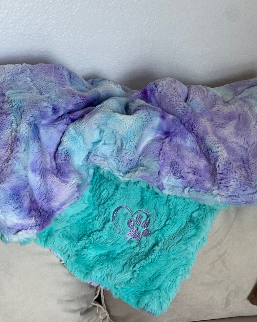 Personalized Pet Blanket, Mermaid Sorbet Tie Dye With You Choose Minky