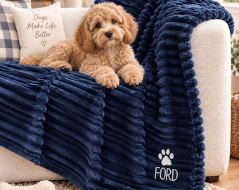 Personalized Dog Blanket, Custom Pet Blanket, Embroidered Puppy Blanket, Soft Plush Dog Throw, Cat Blanket, Pet Gift, Cozy Dog Bed Blanket