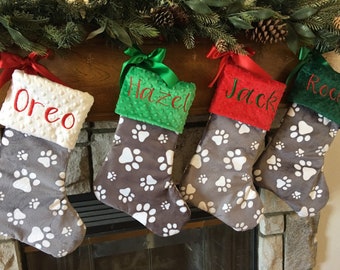 Paw Print Dog Stocking, Dog Christmas Stocking, Paw Print Christmas Stocking, Personalized Pet Christmas Stocking, Dog Christmas Stocking