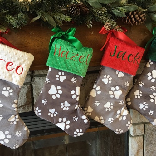 13.5 x 11 Dog Stocking 13.5 x 11 100% Polyester with Satin Lining and Fur Cuff GiftsForYouNow Red Paw Print Pet Christmas Stocking 13.5 x 11 Dog Stocking 13.5 x 11 100% Polyester with Satin Lining and Fur Cuff GiftsForYouNow Red Paw Print Pet Christmas Stocking