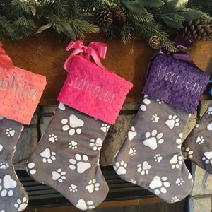 Paw Print Dog Stocking, Dog Christmas Stocking, Paw Print Christmas Stocking, Personalized Pet Christmas Stocking, Dog Christmas Stocking