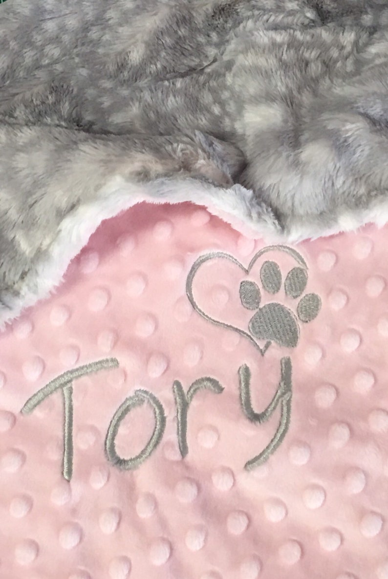 Personalized Paw Print Blanket Gray Paw Print Dog Blanket Etsy