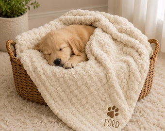 Personalized Dog Blanket, Custom Pet Blanket, Embroidered Puppy Blanket, Soft Plush Dog Throw, Cat Blanket, Pet Gift, Cozy Dog Bed Blanket