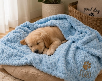 Personalized Dog Blanket, Custom Pet Blanket, Embroidered Puppy Blanket, Soft Plush Dog Throw, Cat Blanket, Pet Gift, Cozy Dog Bed Blanket