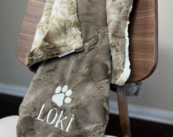 Coco Mocha Sorbet Personalized Paw Print Blanket,Paw Print Dog Blanket,Puppy Blanket, Personalized Dog Blanket