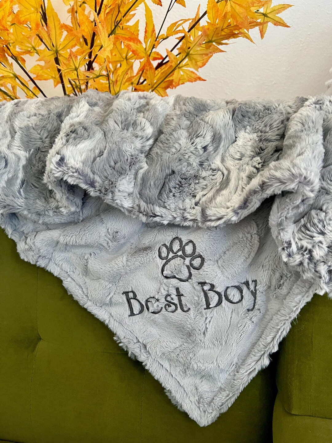 Silver Lining Gray Personalized Dog Blanket, Custom Pet Blanket, Crate