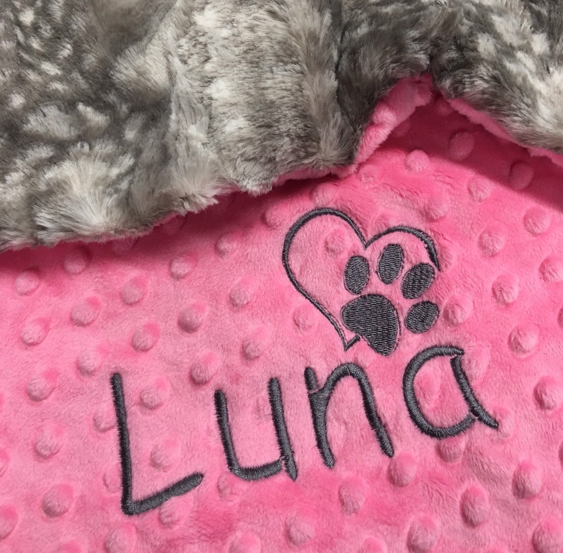 Personalized Paw Print Blanket Gray Paw Print Dog Blanket Etsy