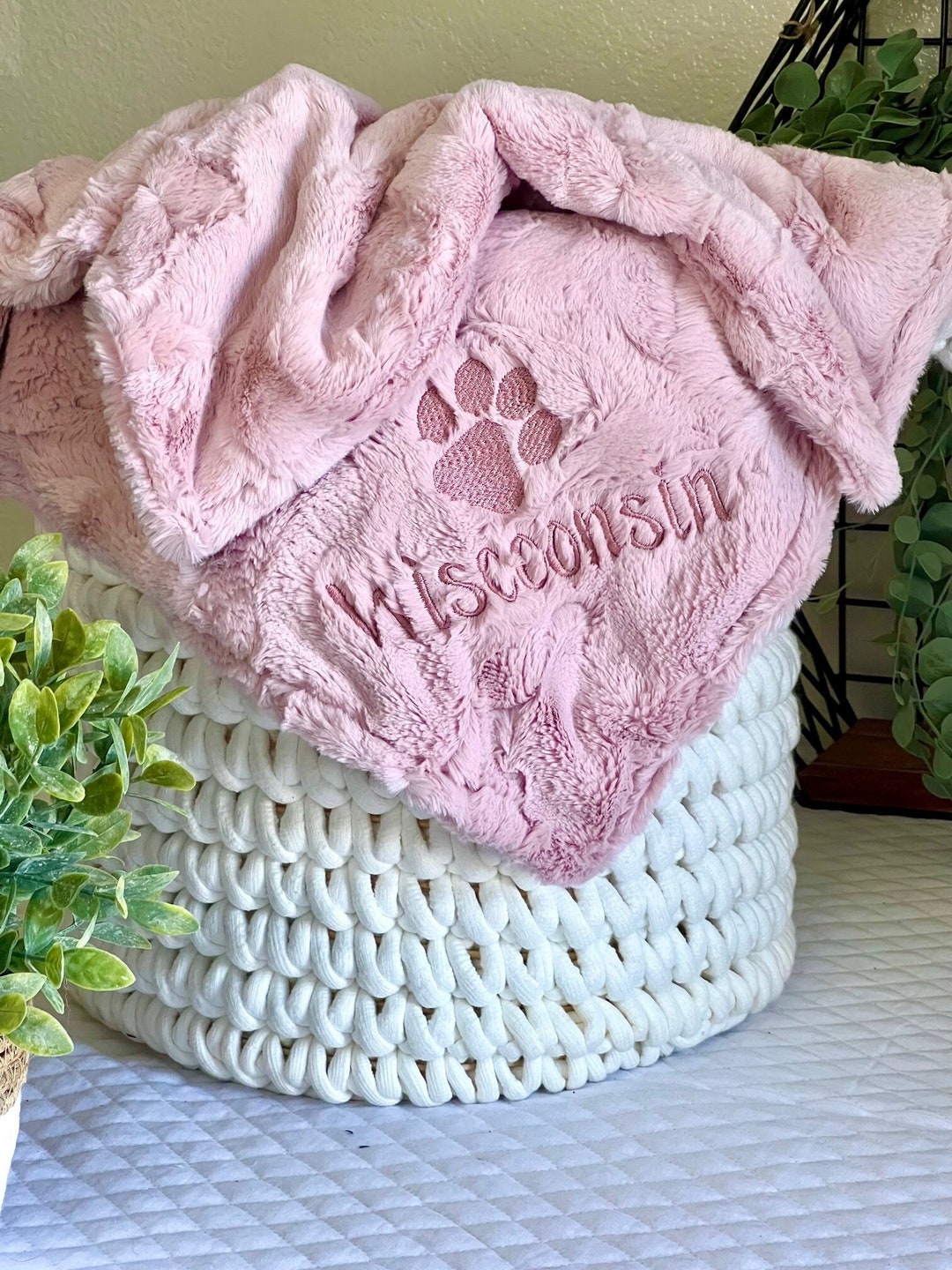 Personalized Paw Print Blanket Double Sided Rosewater Hide Etsy