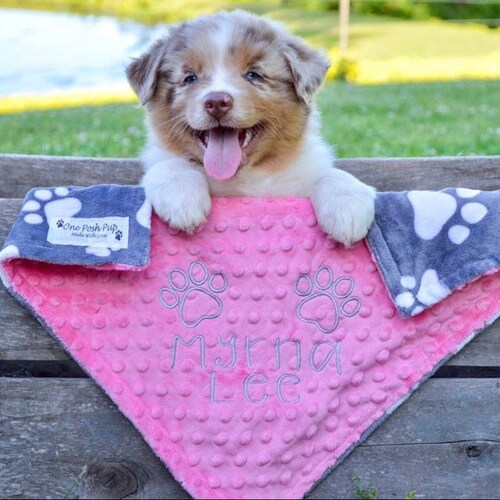 Personalized Paw Print Blanket Gray Paw Print Dog Blanket Etsy