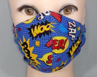 Comic 100%Baumwolle Gesichtsmaske mit Filtertasche
