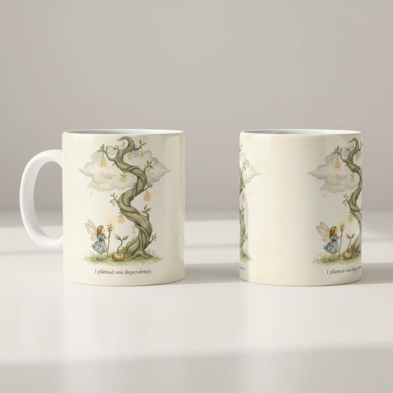 One Dependency Mug – JavaScript Fable — Watercolor Programmer Gift, view 6 of 8
