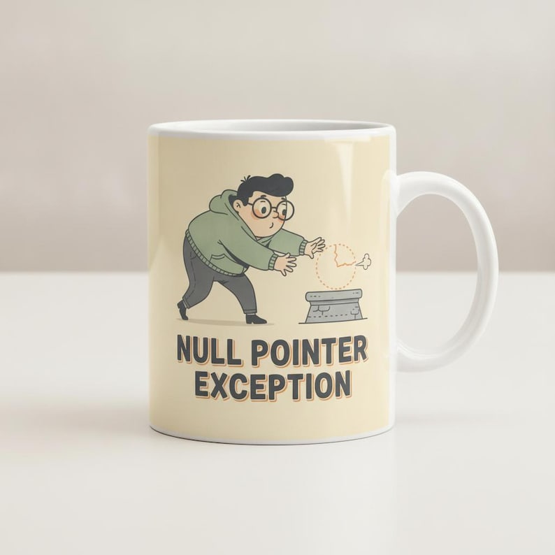 Tazza con eccezione Null Pointer, tazza da caffè per programmatori, regalo per sviluppatori di software, tazza in ceramica immagine 1