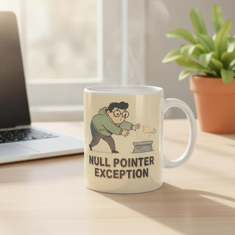 Tazza con eccezione Null Pointer, tazza da caffè per programmatori, regalo per sviluppatori di software, tazza in ceramica immagine 3