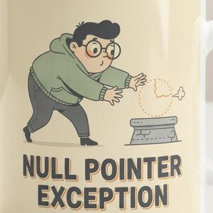 Close-up of the Null Pointer Exception Mug design