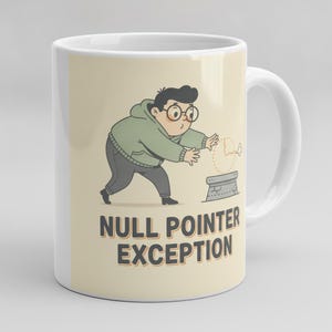 Tazza con eccezione Null Pointer, tazza da caffè per programmatori, regalo per sviluppatori di software, tazza in ceramica immagine 7