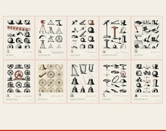 Juego de láminas con retratos de matemáticos famosos, decoración para el aula (descarga digital)