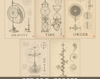 Láminas de instrumentos renacentistas, estilo Códice Da Vinci, arte mural de estilo Dark Academia (descarga digital)
