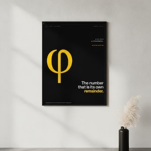 Lámina con el símbolo de la proporción áurea (Phi), arte mural minimalista de geometría sagrada, decoración para aulas de matemáticas, decoración para la educación en casa, regalo para profesores de matemáticas.