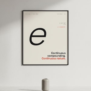 Euler's Number e Math Print, Minimalist Calculus Poster, STEM Office Decor, Math Classroom Decor, Homeschool Decor, Educational Poster