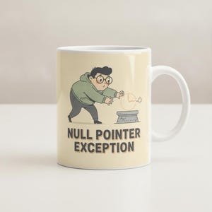 Tazza con eccezione Null Pointer, tazza da caffè per programmatori, regalo per sviluppatori di software, tazza in ceramica immagine 4