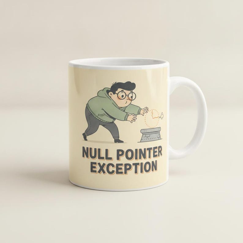 Tazza con eccezione Null Pointer, tazza da caffè per programmatori, regalo per sviluppatori di software, tazza in ceramica immagine 5