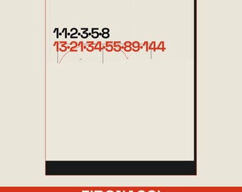 Minimalist Fibonacci Sequence Print, Geometric Math Poster, STEM Classroom Decor