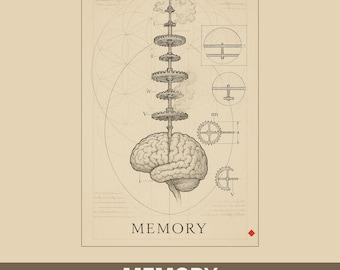 Lámina con la anatomía del cerebro del Códice Renacentista, estilo Da Vinci, para decoración de paredes (descarga digital).