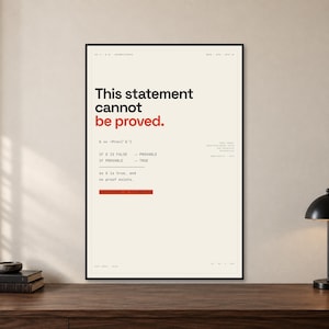 Wydruk z twierdzeniem Gödla o niezupełności, plakat z logiką matematyczną, dekoracja sali matematycznej, sztuka ścienna z filozofią (pobranie cyfrowe)