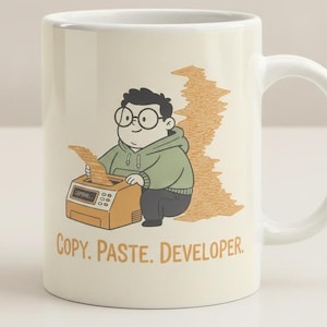 Funny Programmer Coffee Mug, Copy Paste Developer Gift (11oz or 15oz)
