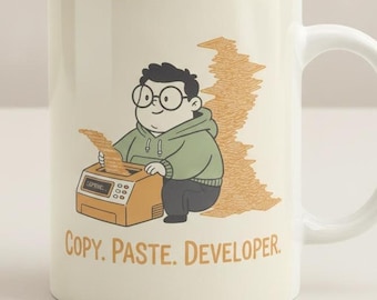Funny Programmer Coffee Mug, Copy Paste Developer Gift (11oz or 15oz)