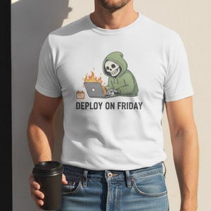 Deploy on Friday Programmer T-Shirt, Coding Humor Tee, Computer Science Gift