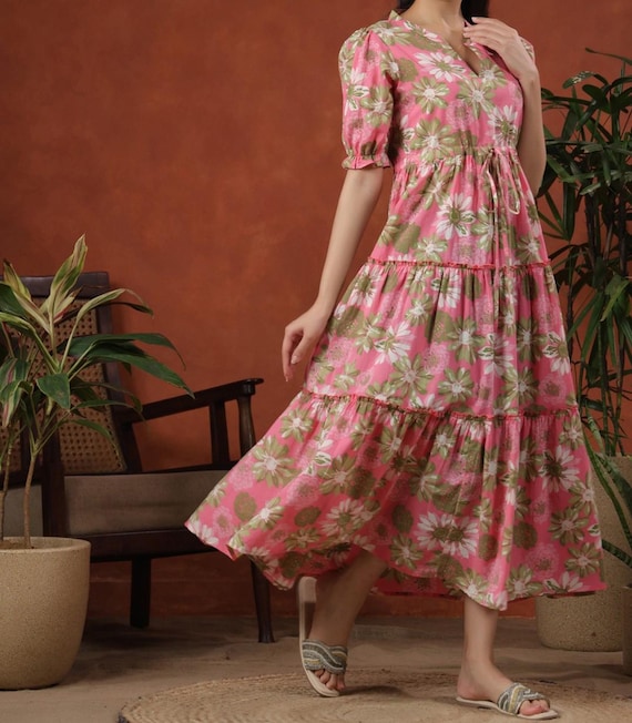 plus size pink floral midi dress Maurices Plus Size Women's Embroidered Floral Smocked Bubble Sleeve Midi Dress Pink Size 1X