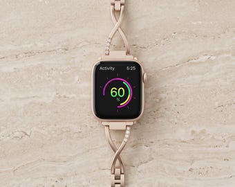 Diamond Metal Apple Watch Band | Sleek Glam Bracelet for iWatch Sizes 38-49mm