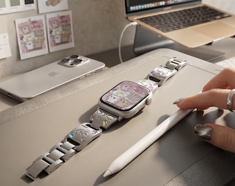 Diamond Cat Metal Apple Watch Band Bracelet for Women – Zinc Alloy Accessory